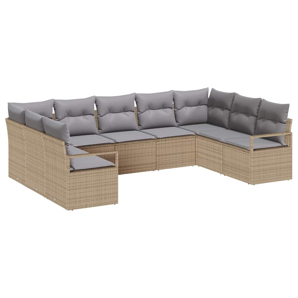 Garten-Sofa-Set mit Kissen 9 pcs Beige und Hellgrau